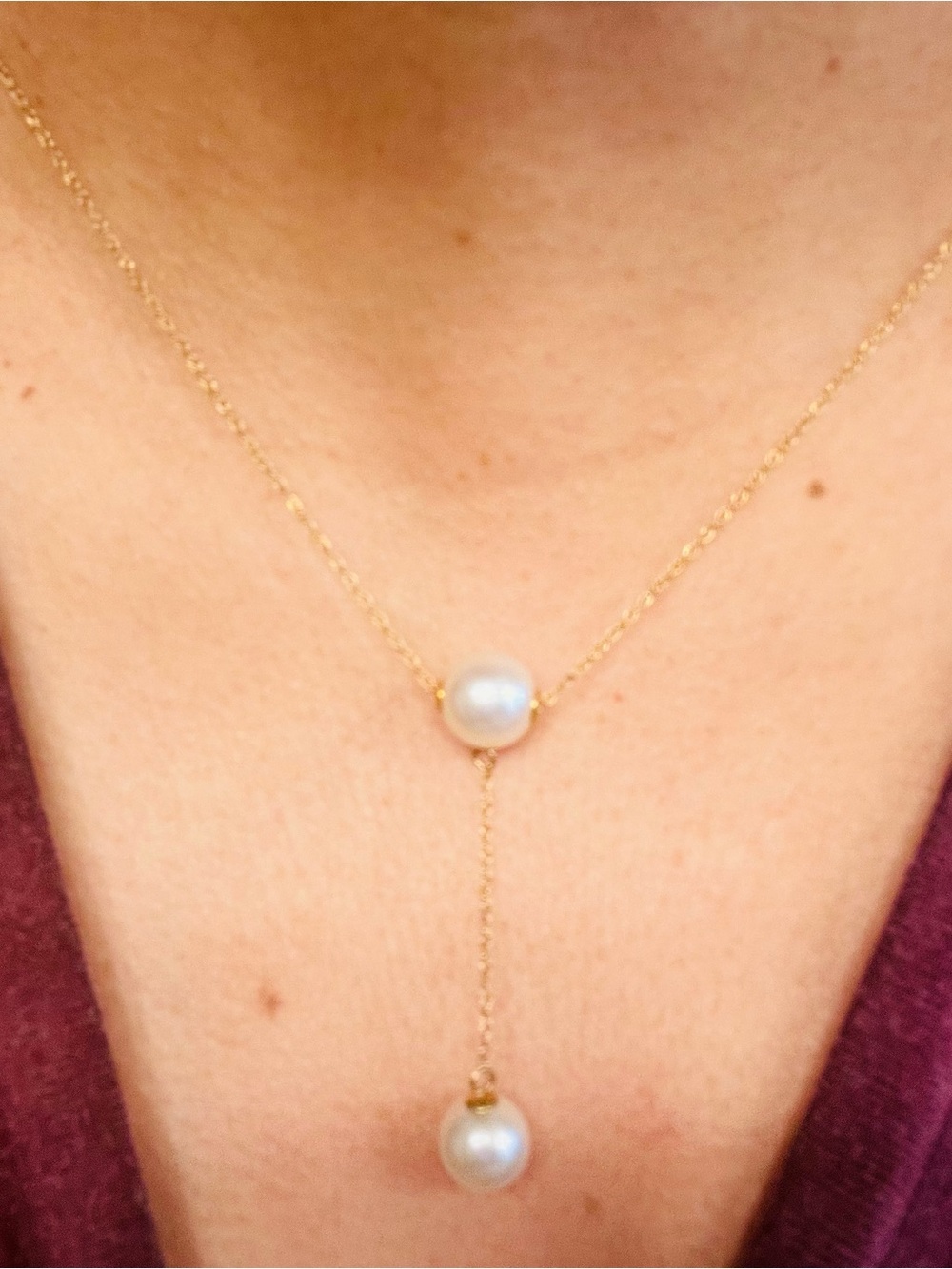 Effy 14k yellow Gold Pearl Drop Y-Necklace - White Pearls - Picture 2 of 3